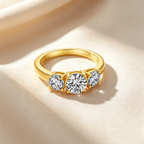 Three-Stone & Half Eternity Moissanite Ring
