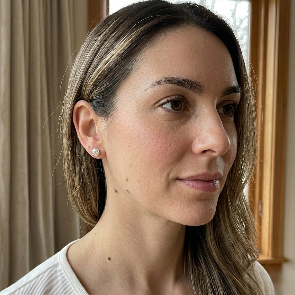 Moissanite Diamond Solataire Stud Earrings
