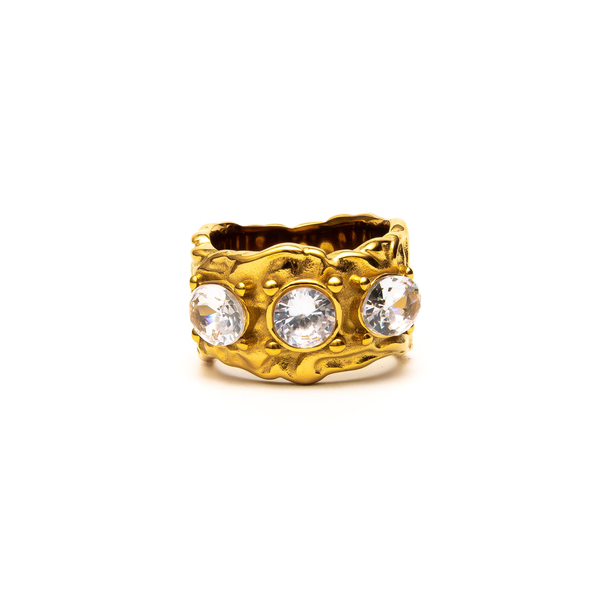 White Mosaic Ring gold ring for women