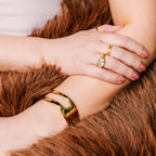 Arlo Cuff gold bracelet for women on white background