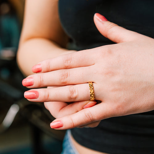 Corda Ring gold ring for women on white background