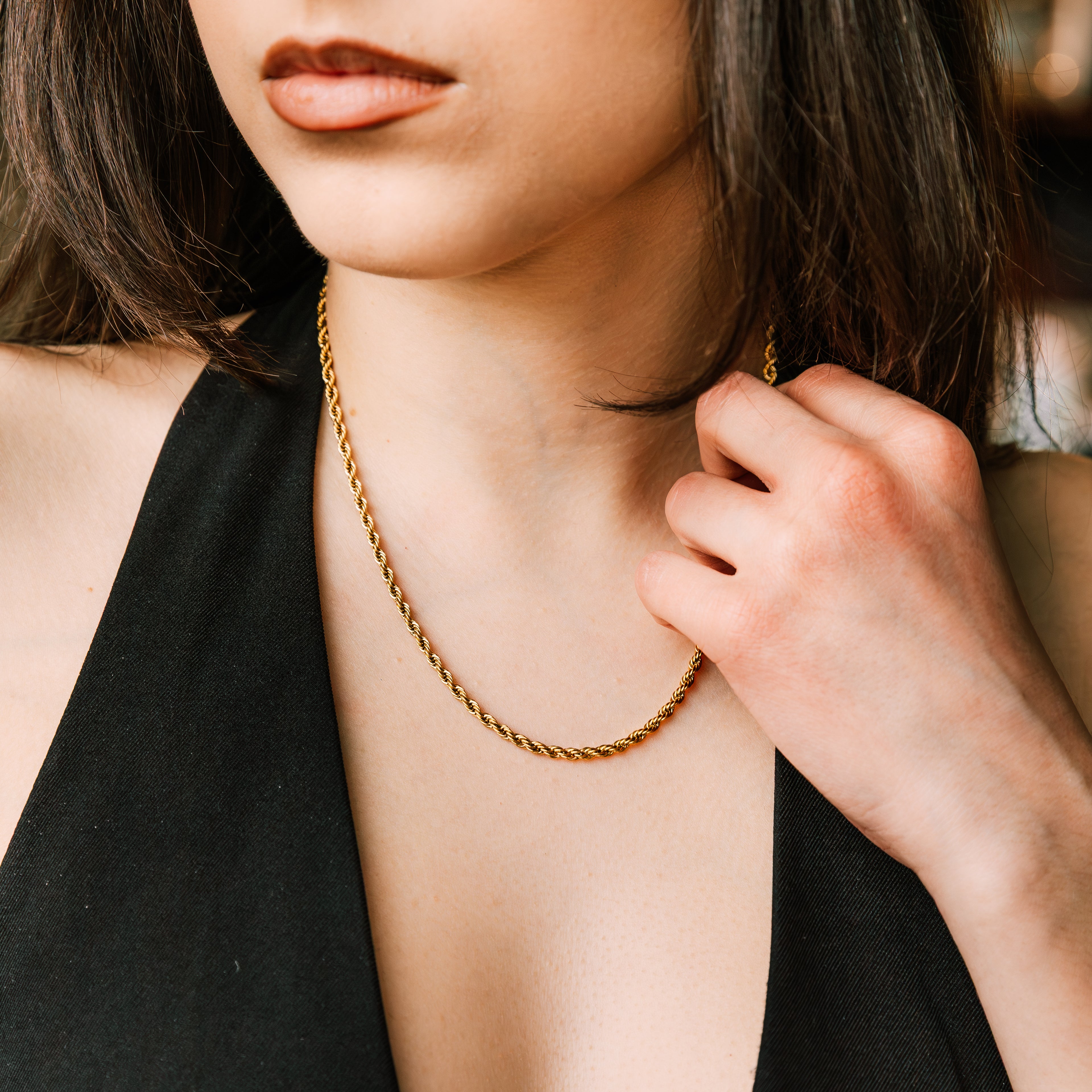 Elle Rope Necklace gold necklace for women on white background