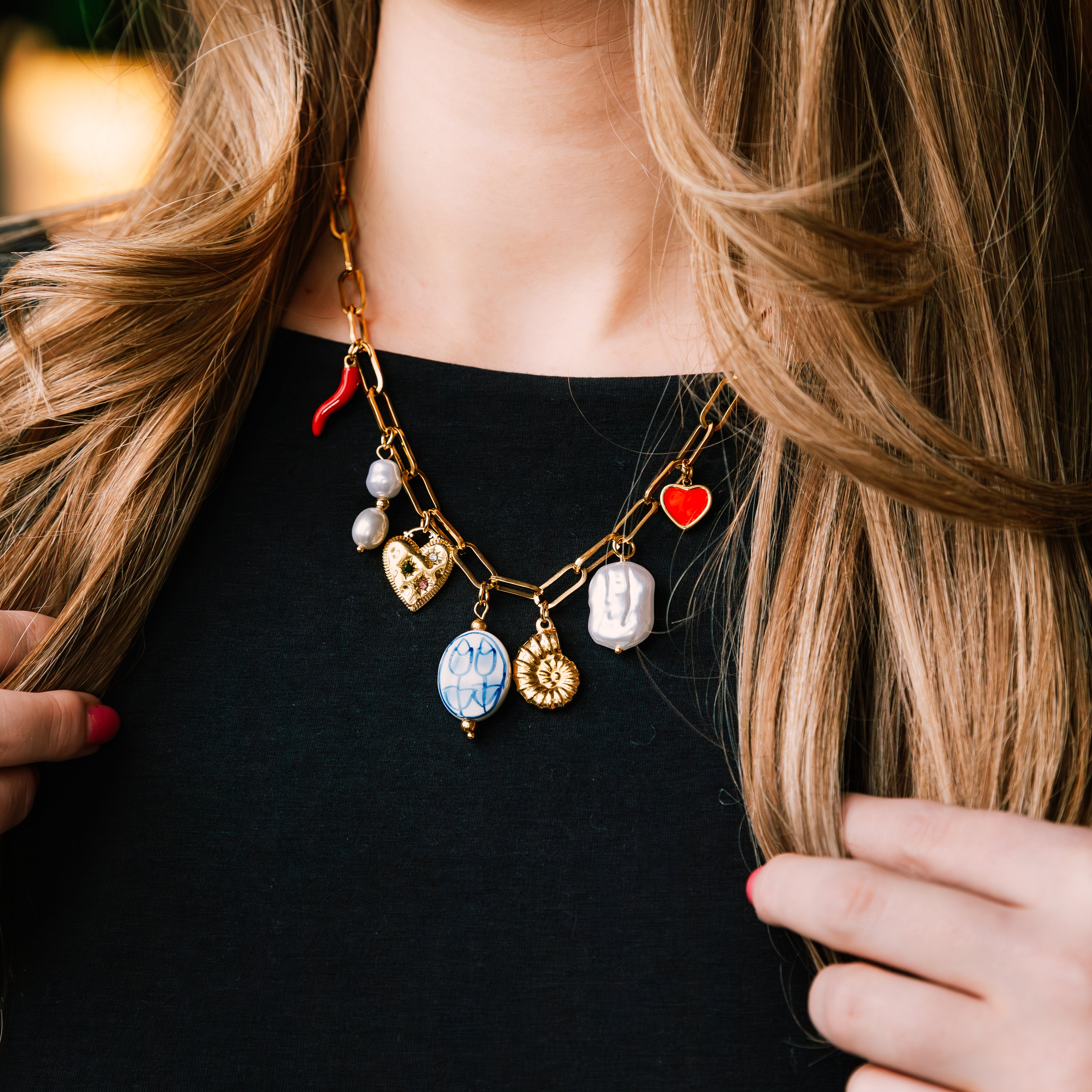 Dolce Charm Necklace gold necklace for women on white background