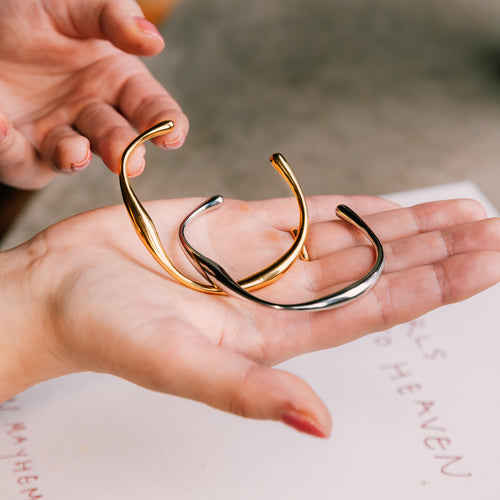 Cléo Bangle gold bracelet for women on white background