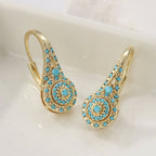 Valenne Turquoise Cluster Gold Earrings