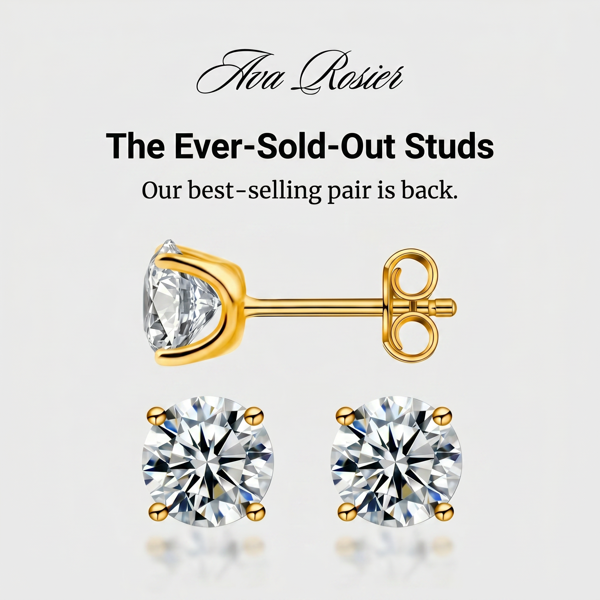 Moissanite Diamond Solataire Stud Earrings