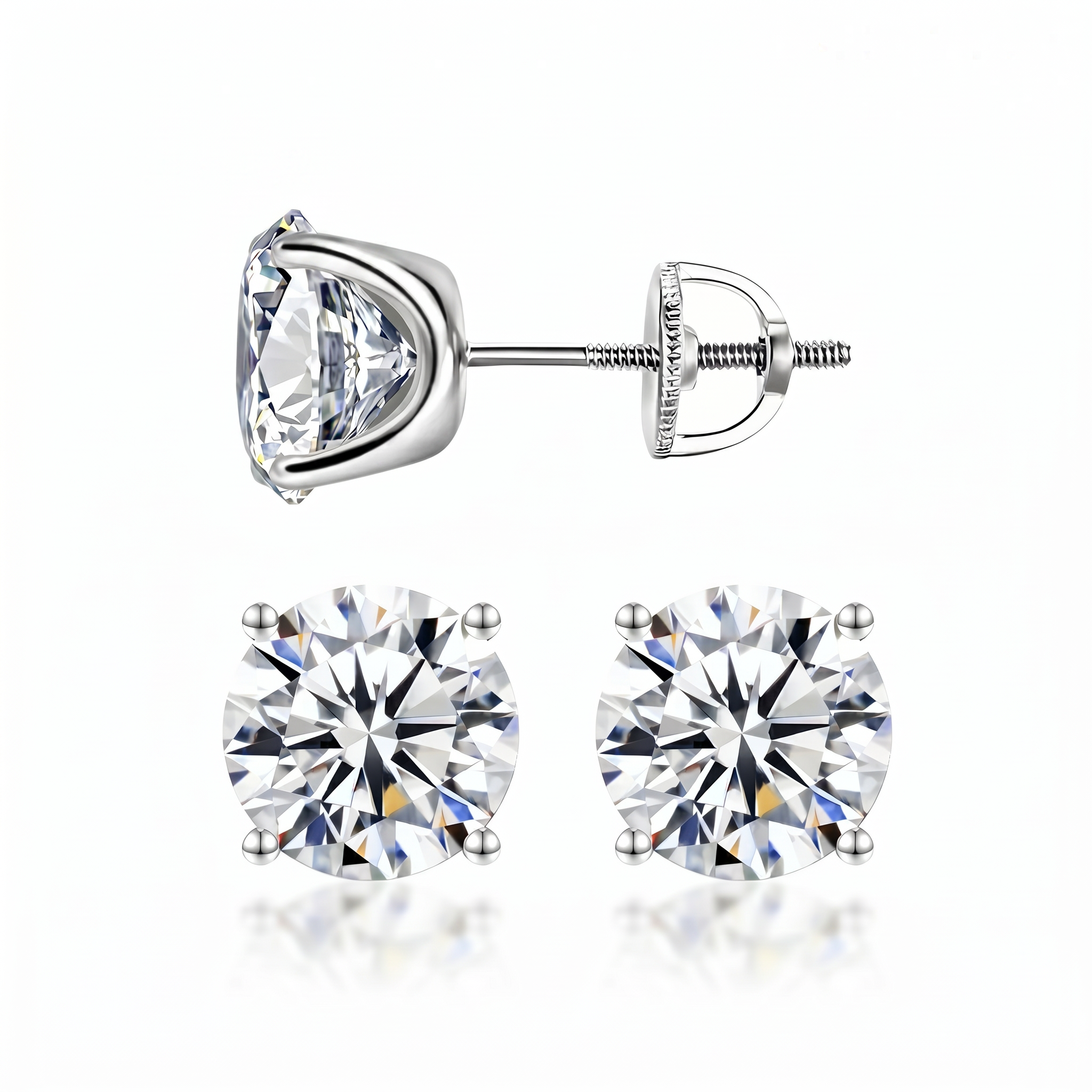 Moissanite Diamond Solataire Stud Earrings