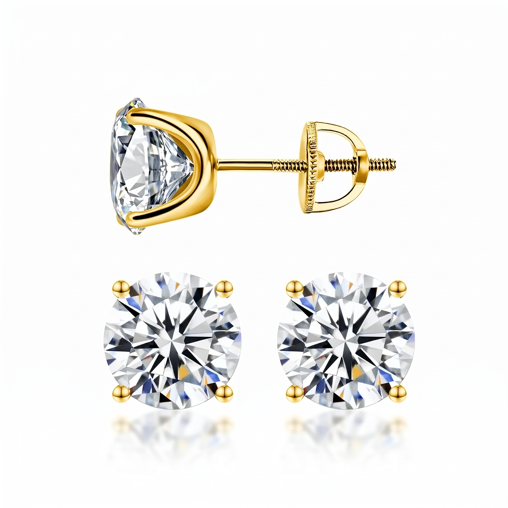 Moissanite Diamond Solataire Stud Earrings