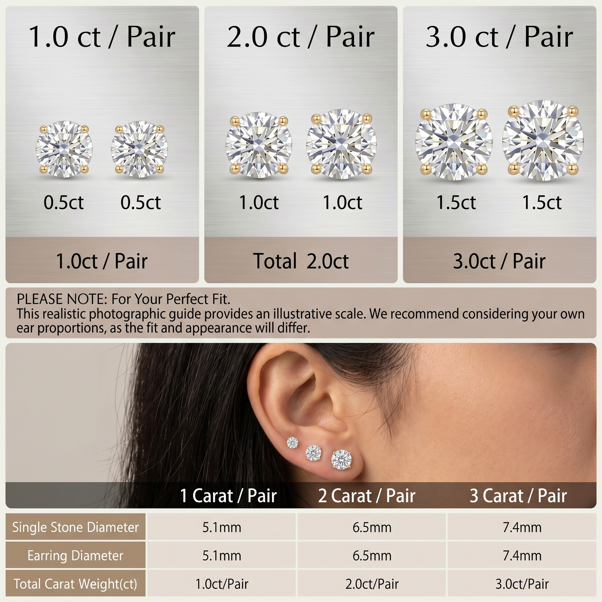 Moissanite Diamond Floral Stud Earrings