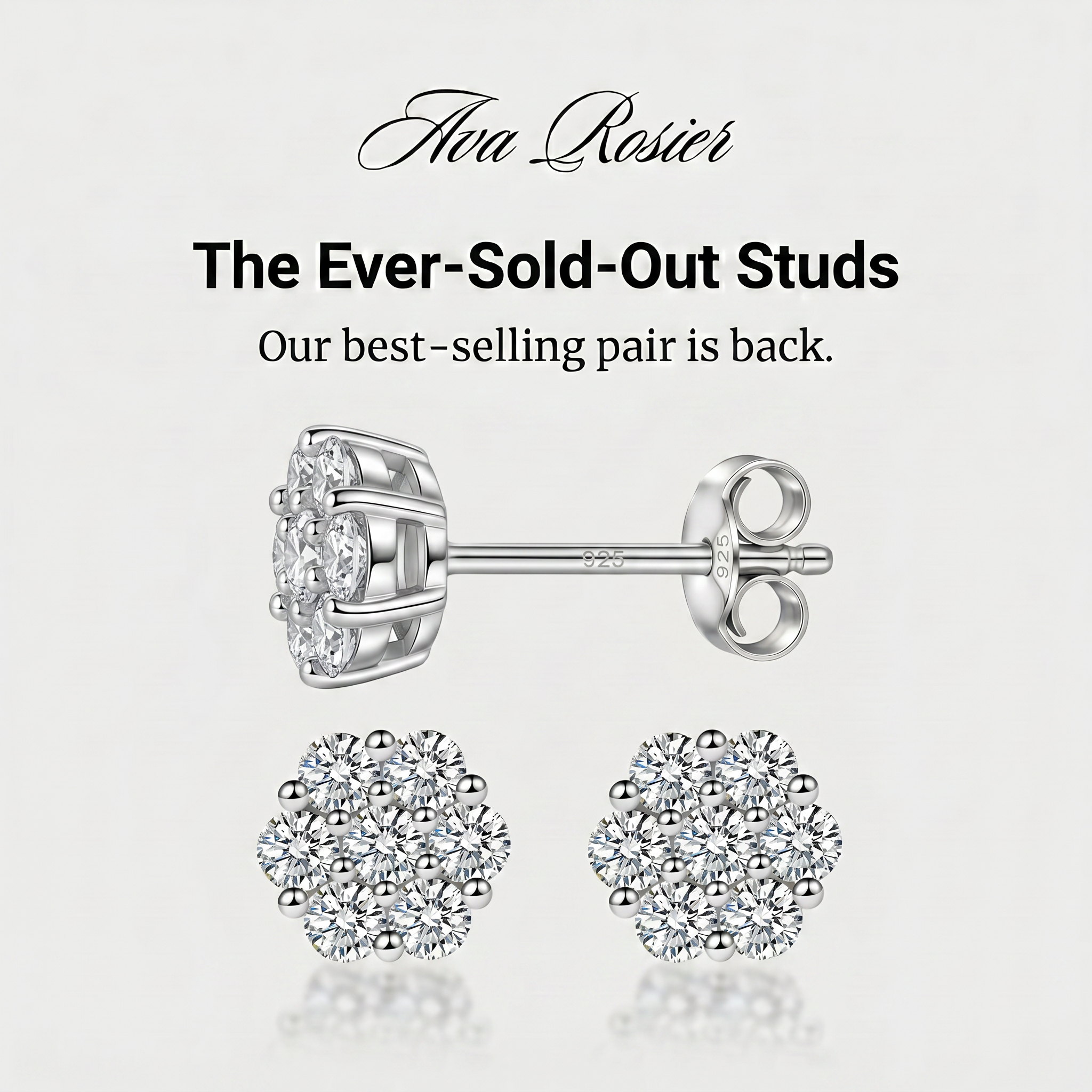 Moissanite Diamond Floral Stud Earrings